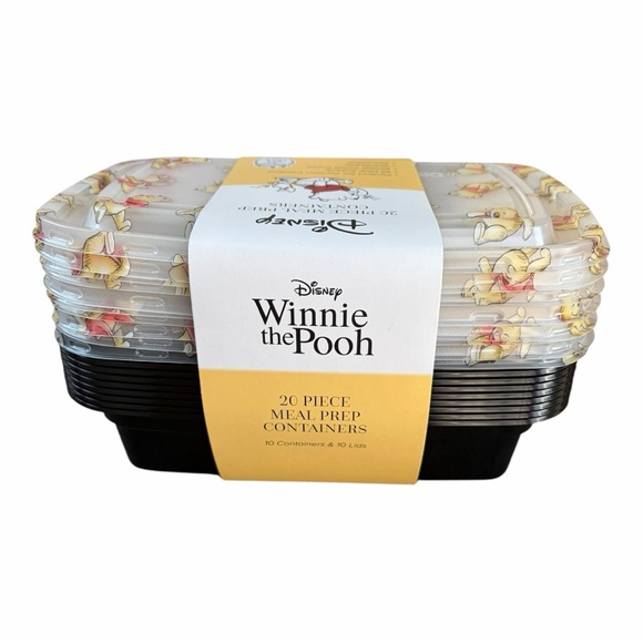 Disney Winnie the Pooh Meal Prep Container 20 Piece Set - Yellow & Red 33.8 Oz. - Picture 3 of 4